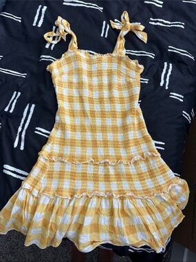 Yellow and White Checkered Dress